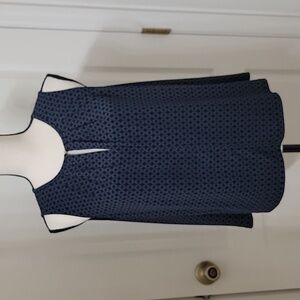 H&M Size S Navy Blue Geometric Floral Sleeveless Blouse, Gently Used Condition